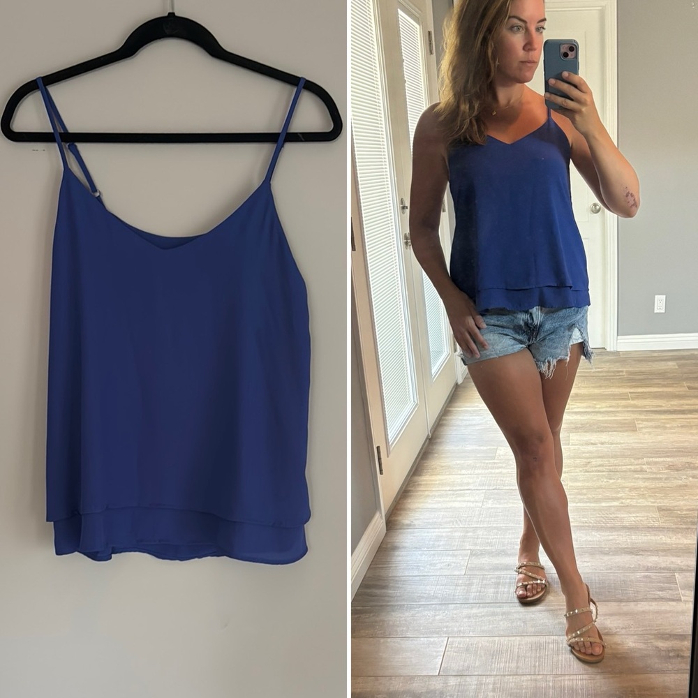 Shinestar Blue Camisole Top with Scoop Neck